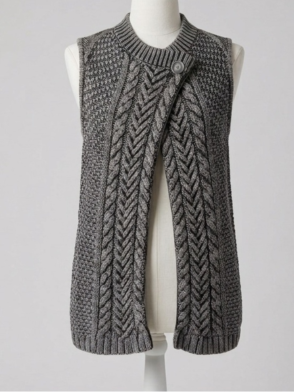 Vintage America Cable Knit Sun Washed Smoky Gray Cotton Sweater Vest Size Medium